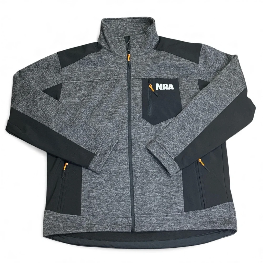 NRA Gray and Black Lined Fleece Zip Jacket Size M - Picture 1 of 6